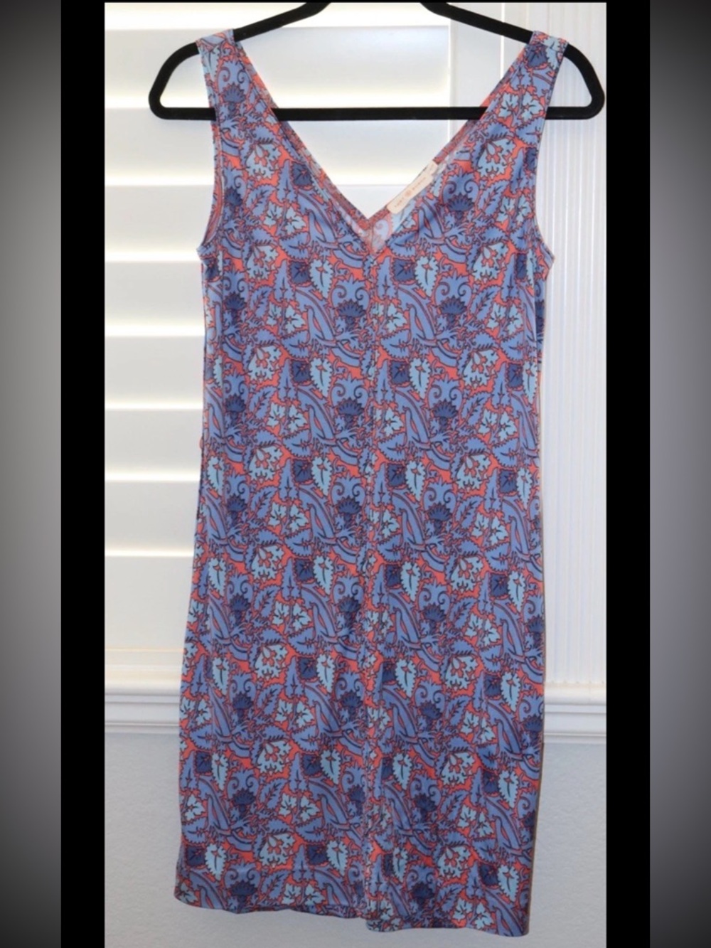 Tory Burch Blue and Coral Paisley Mini Dress